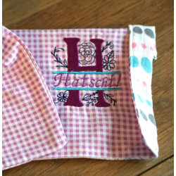 Stickdatei - Doodle Blumen Alphabet Monogram geteilt "H"